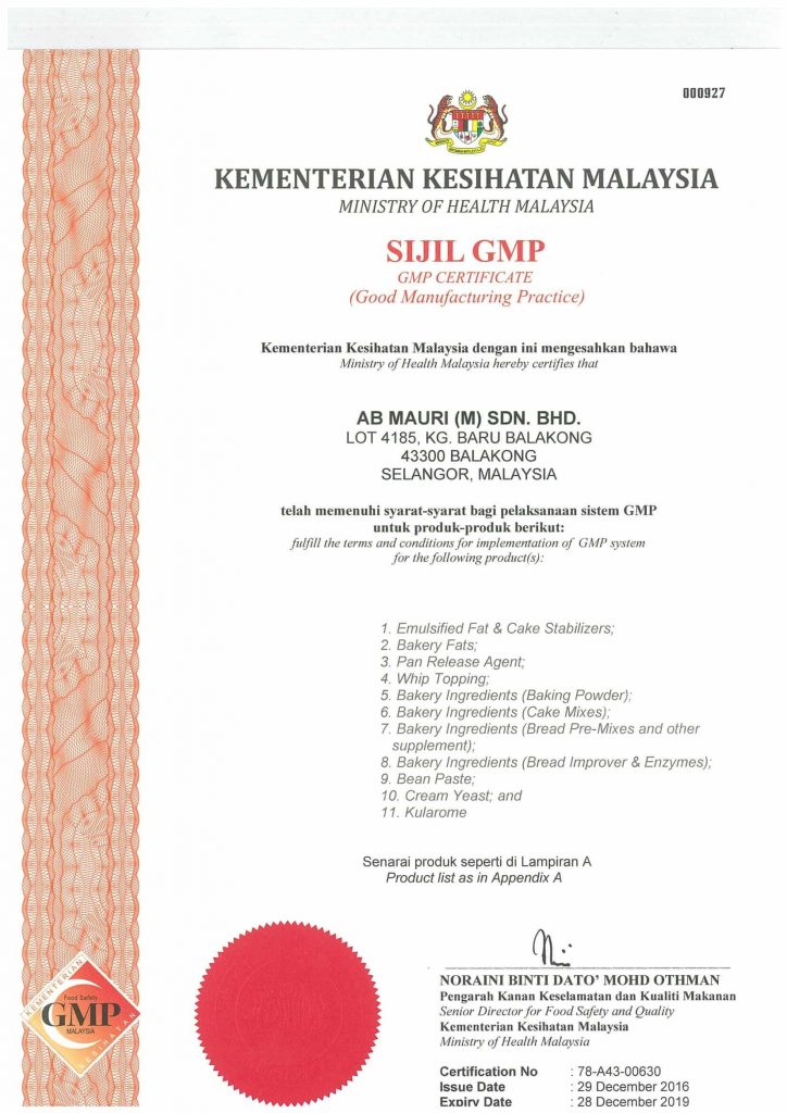 Ab Mauri Malaysia Certification